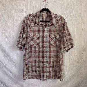 Vintage 80s Saddle King Western Pearl Snap Plaid Short Sleeve Button-Up